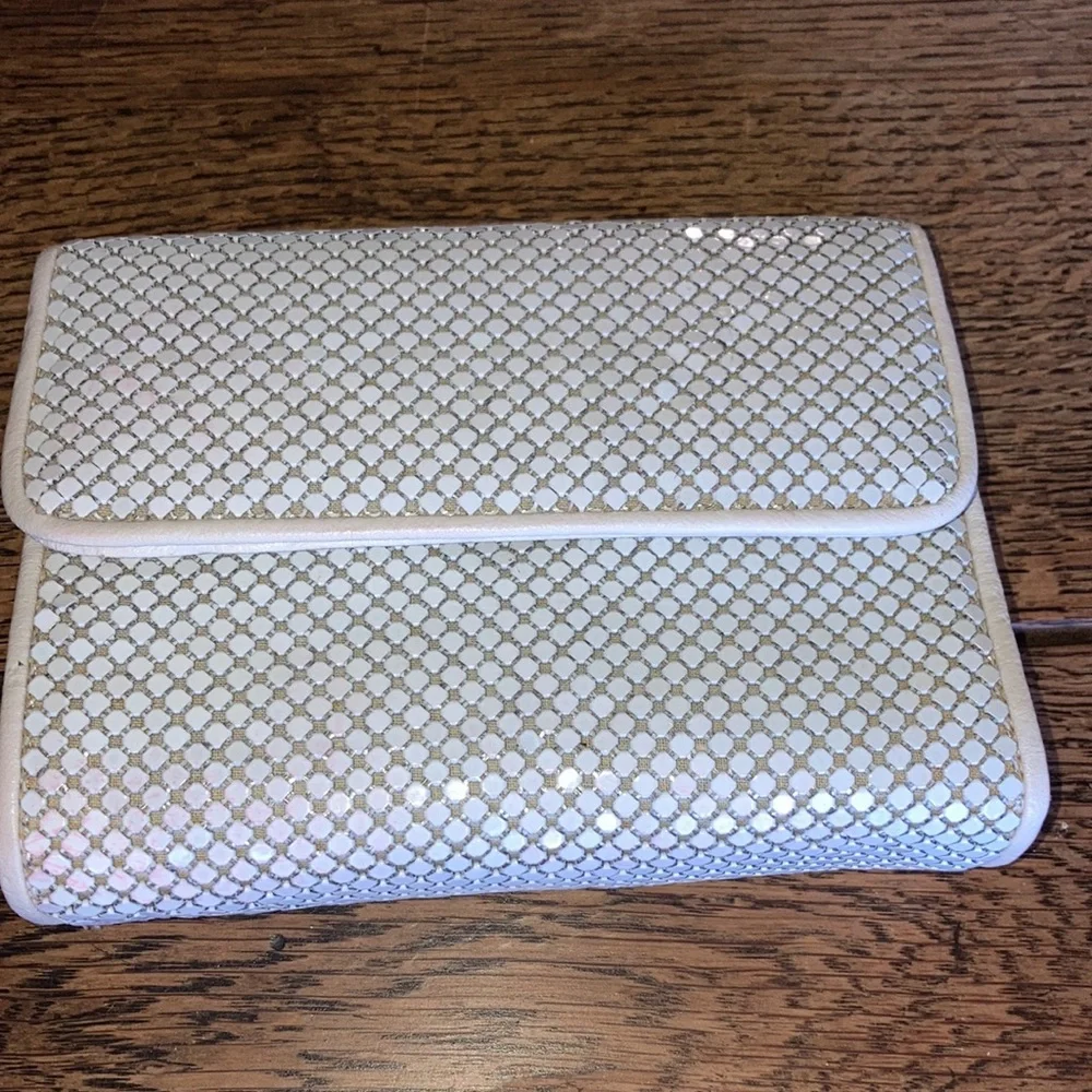 WHITING and DAVIS INT’L wh. enamel pieced metal clutch or shoulder bag $59 - Picture 2 of 12